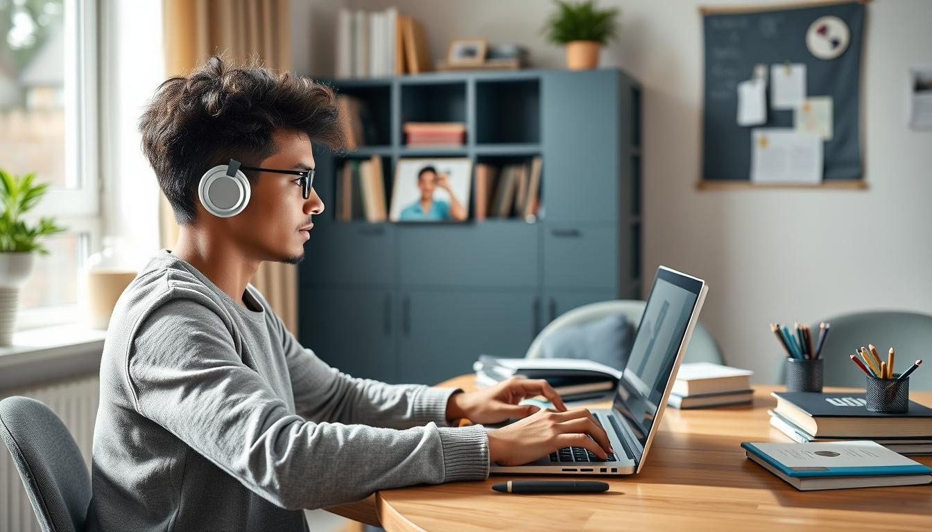 Student using online courses for flexible education