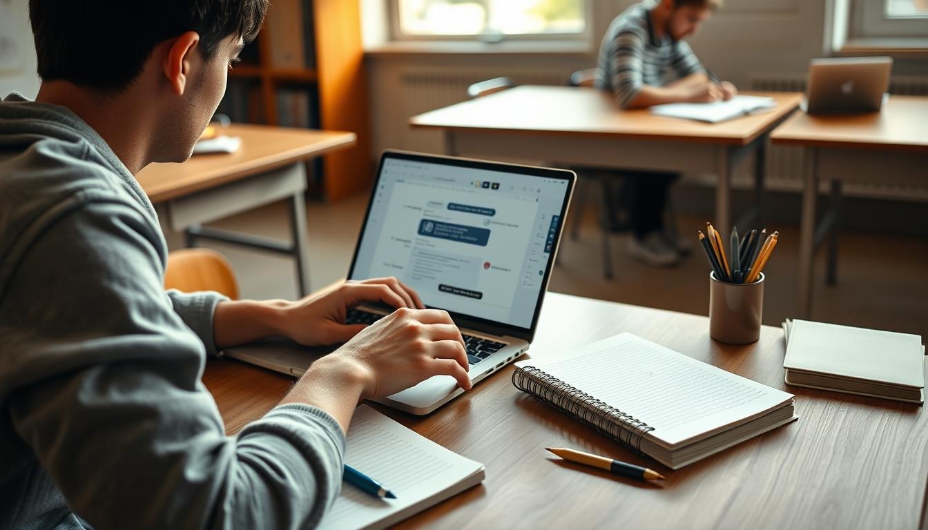 Student preparing for exams with study materials